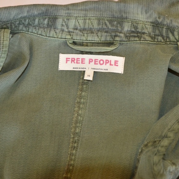 Free People Olive Green One Button Denim Jacket - Picture 4 of 11